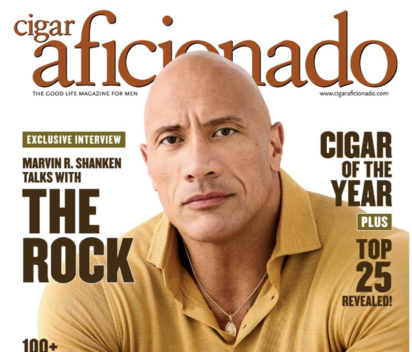 The Rock Wears Mark Chris in Cigar Aficionado
